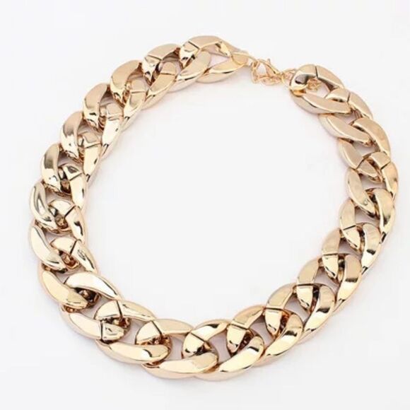 GOLD TONE Chunky Faux Metal Choker - Picture 1 of 8